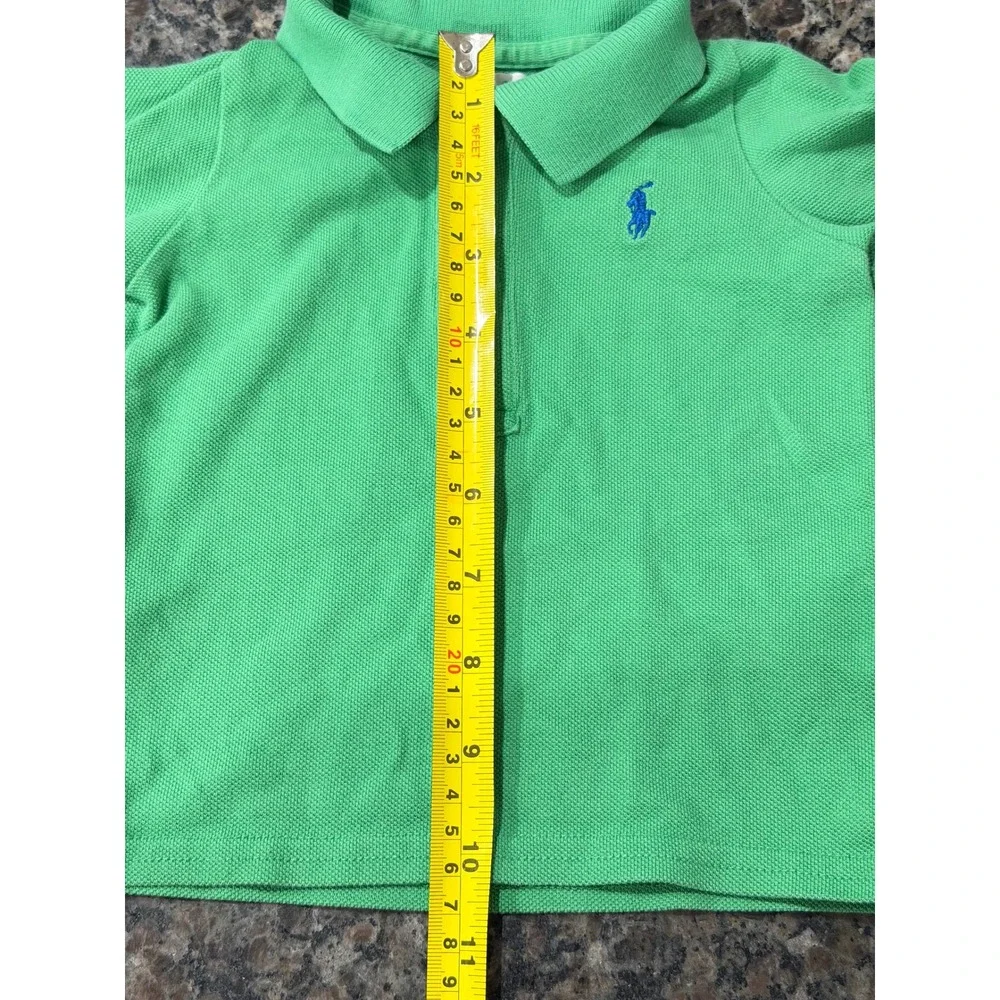 Ralph Lauren Kids Green Long Sleeve Polo Shirt Blue Pony Logo Size 9M B55